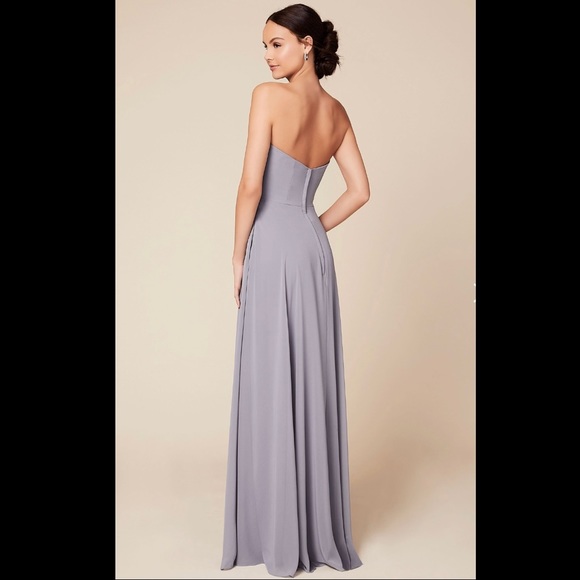 Pistachio Strapless Dress with a slit - Picture 3 of 5